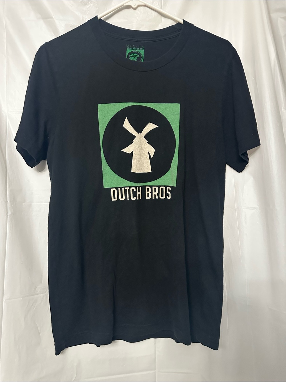 Dutch Bros Vintage Black T Green +White Windmill MEDIUM